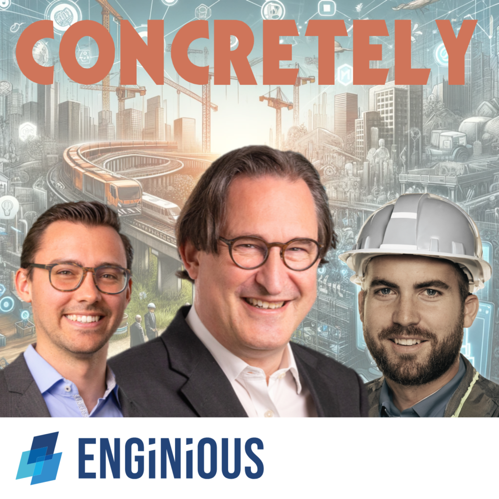 Owner Services: Podcast Concretely Episode Cover of episode about expert Dr Philipp Stoffel in the field of construction owner services. We highlight why the construction industry is slow in innovating.